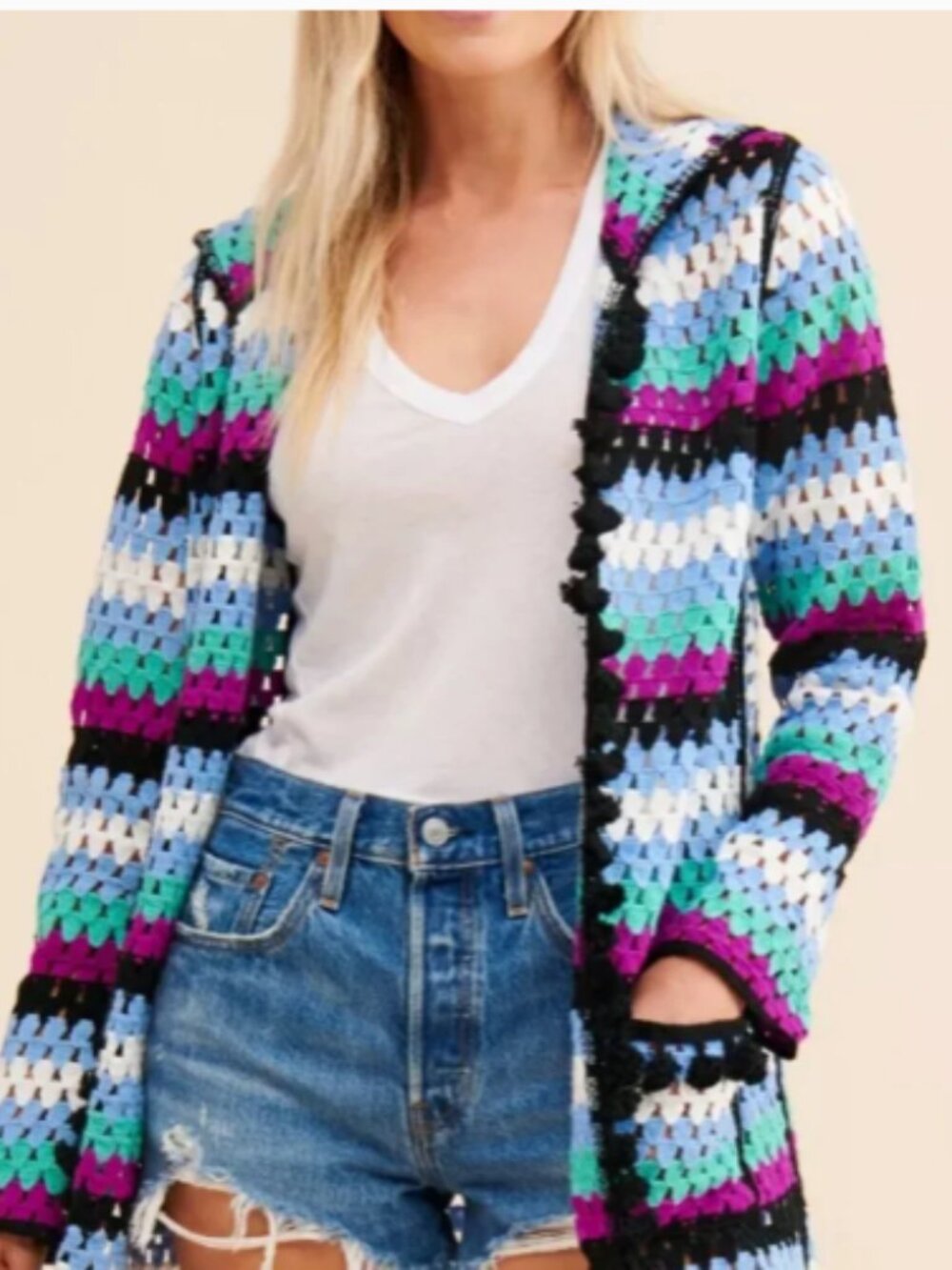 NWT Anthropologie Free the Roses Crochet Hooded sw - XS/S (195)